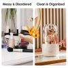 360¬∞ Rotating Makeup Brush Holder with Lid Makeup Organizer for Vanity Dustproof Makeup Brush Container with 7 Compartments