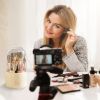 360¬∞ Rotating Makeup Brush Holder with Lid Makeup Organizer for Vanity Dustproof Makeup Brush Container with 7 Compartments