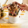 360¬∞ Rotating Makeup Brush Holder with Lid Makeup Organizer for Vanity Dustproof Makeup Brush Container with 7 Compartments